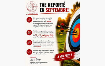 Report de notre TAE au 12 &amp; 13 Septembre 2026